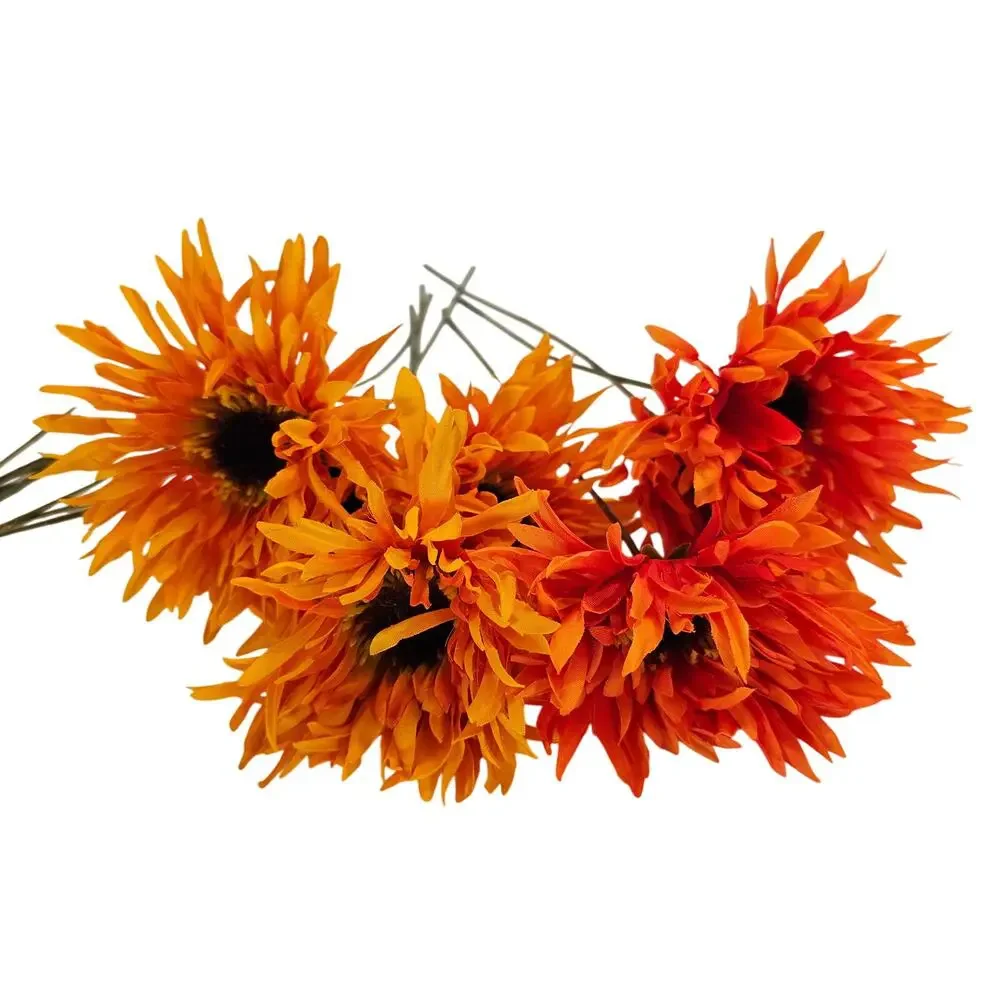 Artificial Fall Silk Flower Stems 41pc Orange Yellow Rust Mum Daisy Floral Decor